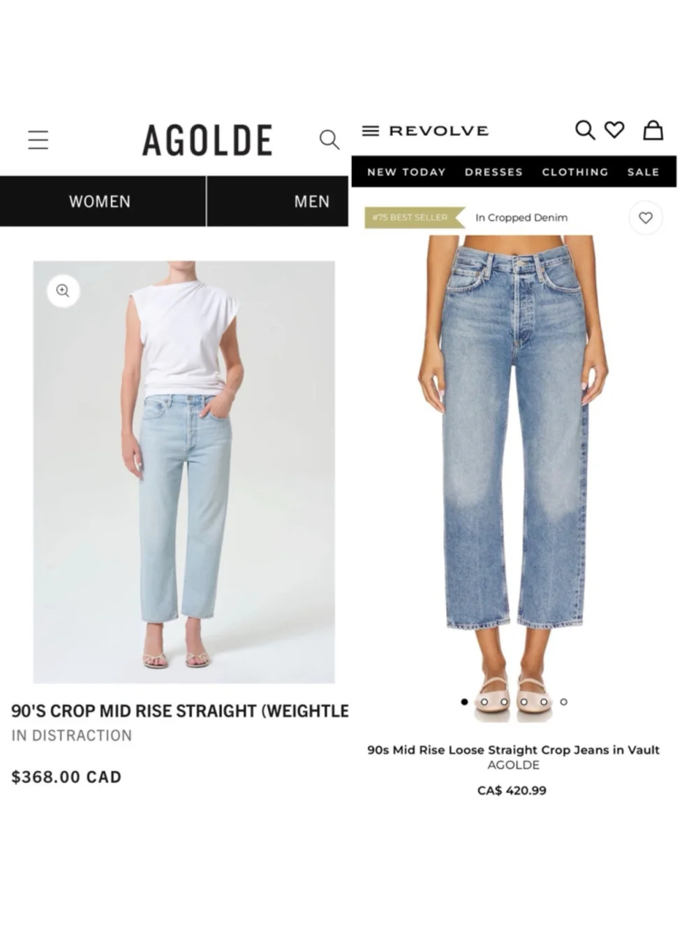 NWT AGOLDE 90s Mid Rise Straight Crop Jeans Distressed Light Wash Size 29 - Picture 2 of 12